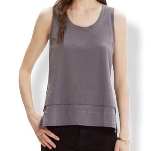 Madewell Womens Gauzy Layer Tank Small Gray Loose Fit 100% Cotton Sleeveless